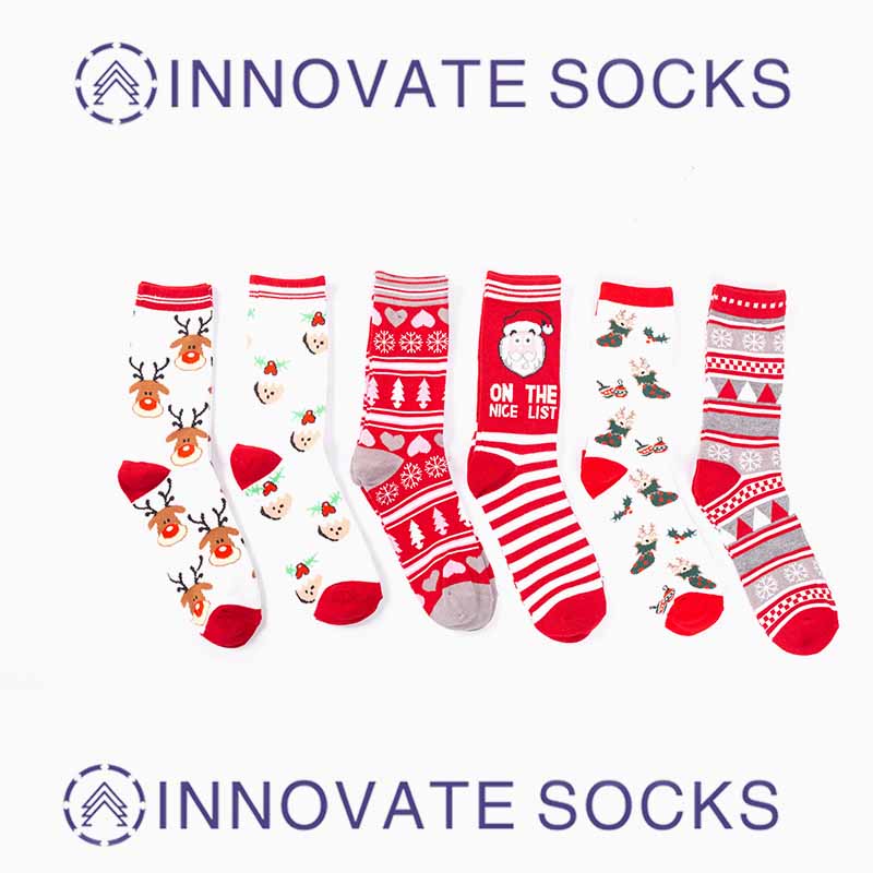 Chaussettes à col rond personnalisées chaussettes de Noël en coton chaussettes amusantes