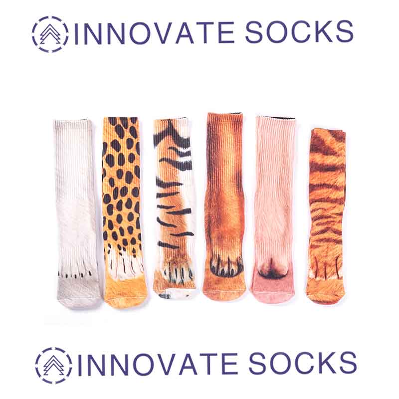 Personnaliser l'impression de sublimation 3D chaussettes d'impression animale mignon personnaliser les chaussettes de cylindre d'impression numérique