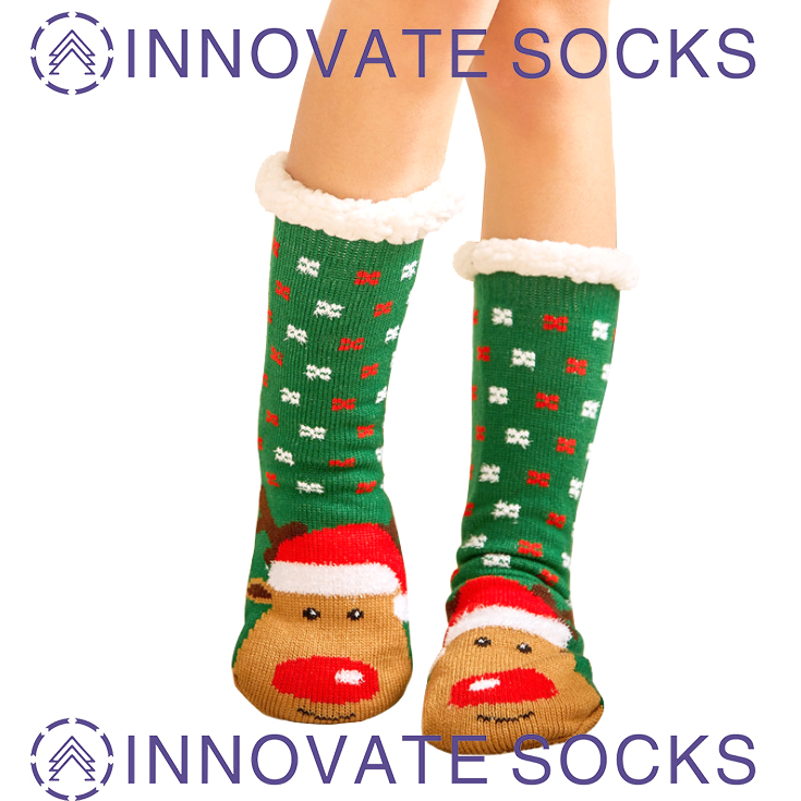 Chaussettes de Noël chaussettes de maison en velours épais chaussettes de sol chaussettes de tapis pour adultes